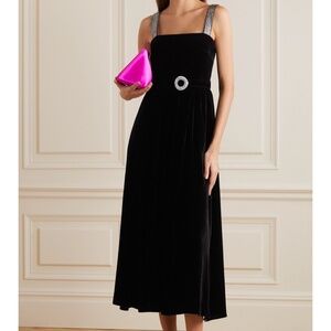 Borgo De Nor from Net-A-Porter Velvet & Crystal Holiday Midi Dress UK 6 US 2